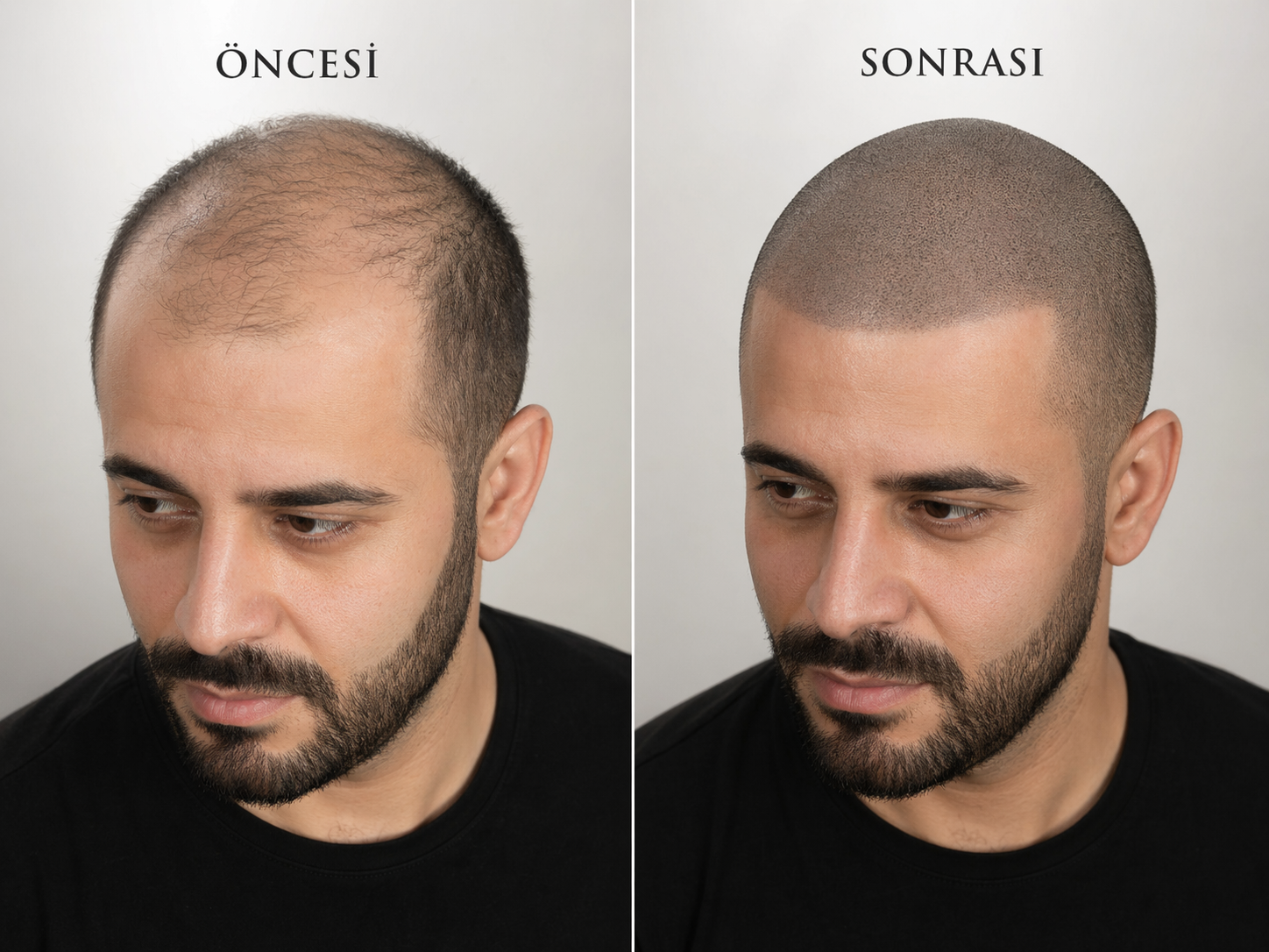 Adana saç simülasyonu öncesi sonrası doğal saç çizgisi ve seyrek saç görünümü örneği